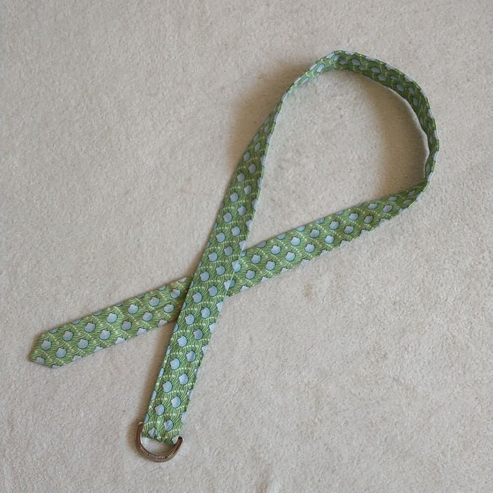 Vineyard Vines Belt Womens S Green Pink Scallop Shell Print NoveltyFabric D-Ring